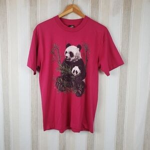 Vintage‎ 1990 Single Stitch Panda Tshirt Pink Size Large